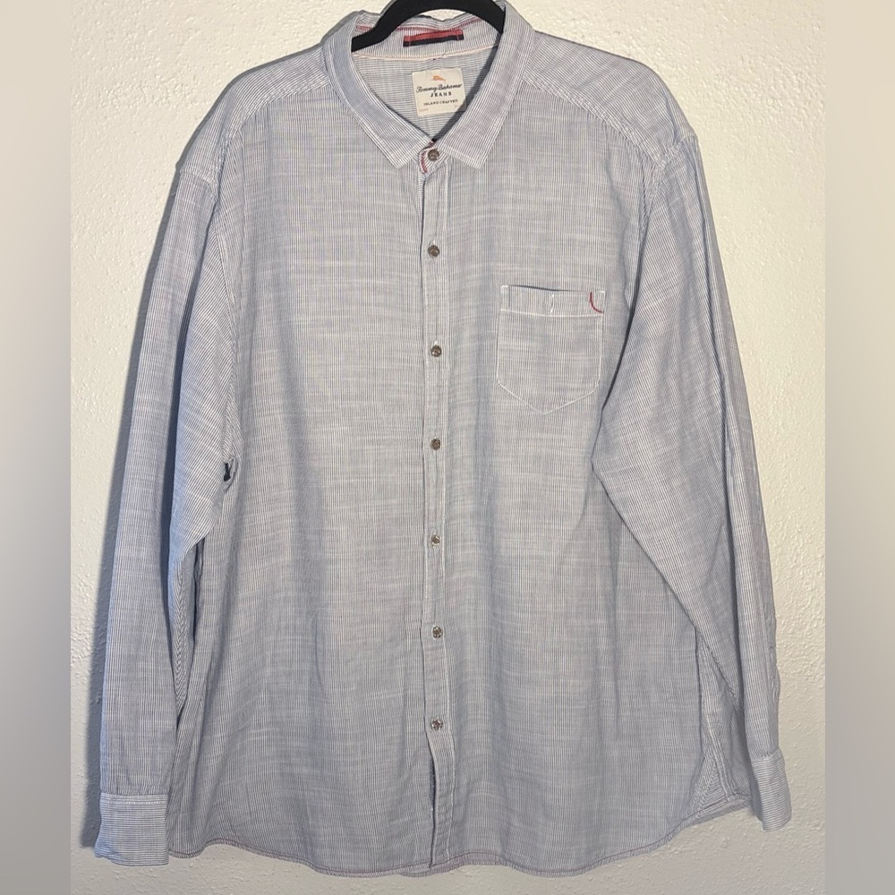 Tommy Bahama Men’s Button Down Long Sleeve Cotton Blue/White Shirt Size 3XL